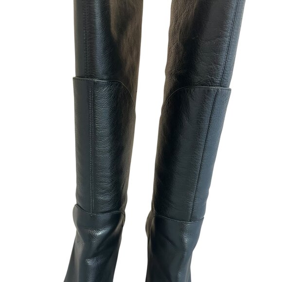 Diane Von Furstenberg DVF Black Grace Boots Leather High Heel Silver Size 9.5 - Picture 7 of 16